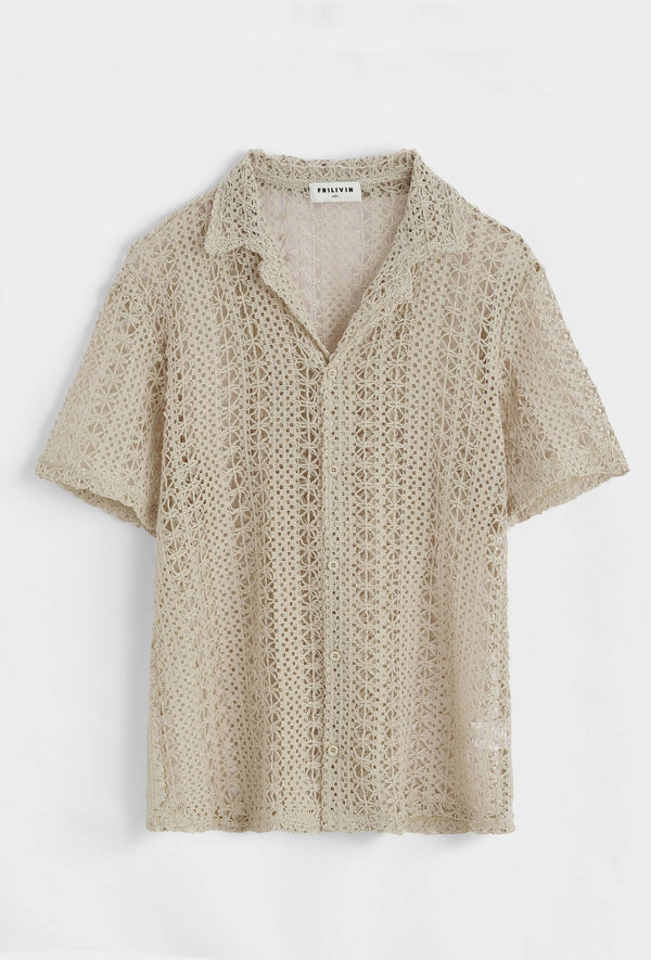 Beige Crochet shirt - The Gilded Hollow