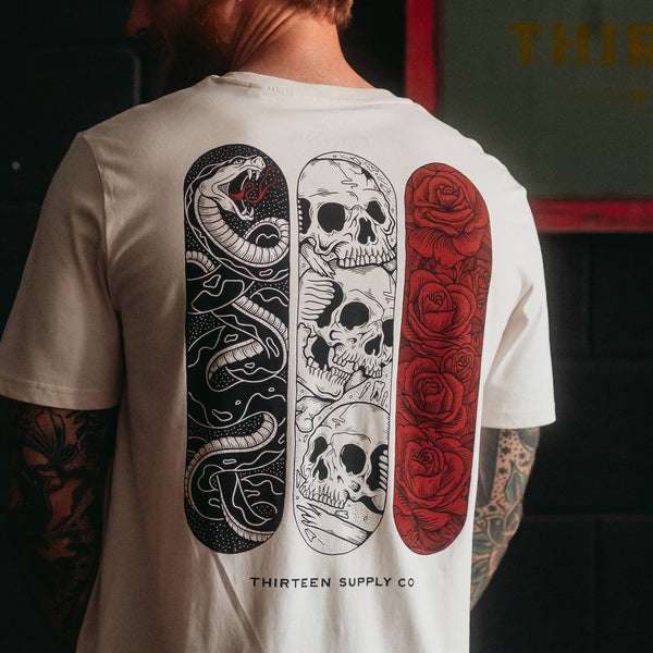 SKATE TRIPTYCH - Off-white Tee - The Gilded Hollow