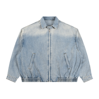 Unisex Vintage Wash Full-Zip Denim Jacket