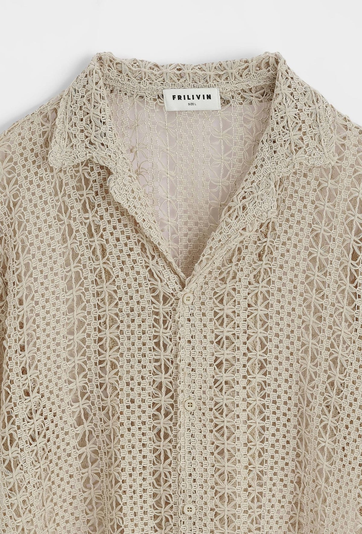 Beige Crochet shirt - The Gilded Hollow
