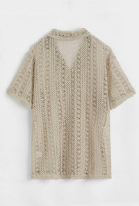 Beige Crochet shirt - The Gilded Hollow