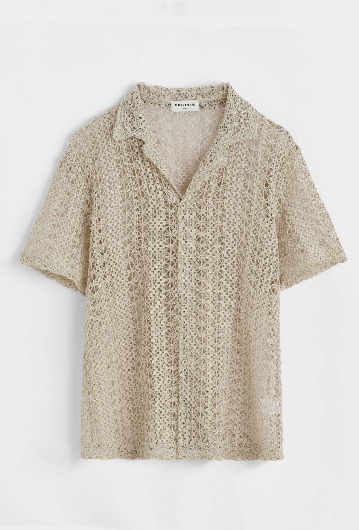 Beige Crochet shirt - The Gilded Hollow