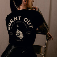 BURNT OUT - Black tee - The Gilded Hollow