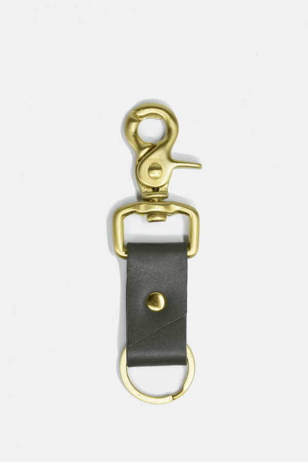 Olive Green Leather Keychain - The Gilded Hollow