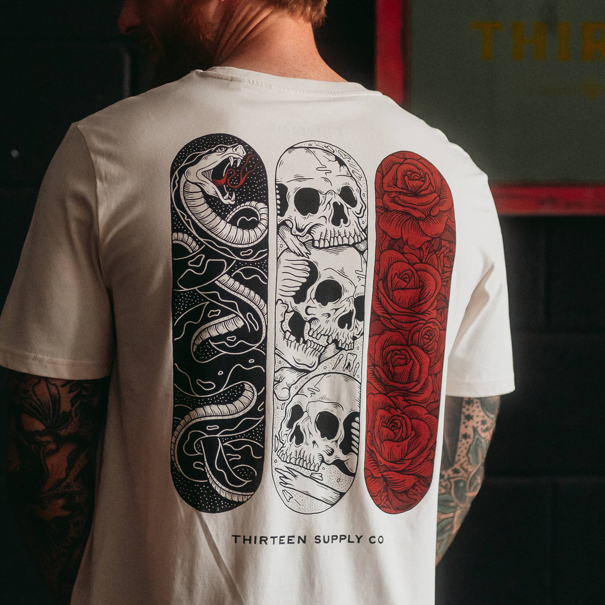 SKATE TRIPTYCH - Off-white Tee - The Gilded Hollow