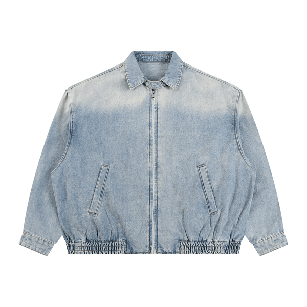 Unisex Vintage Wash Full-Zip Denim Jacket - The Gilded Hollow